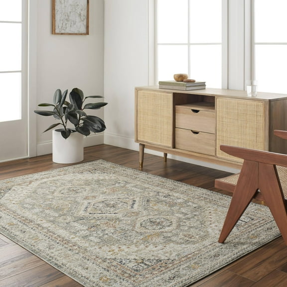 Mark&Day Area Rugs, 5x7 Leslieanne Traditional Medium Brown/Medium Gray Area Rug, Brown Grey Yellow Carpet for Living Room, Bedroom or Kitchen (5' x 7'5")