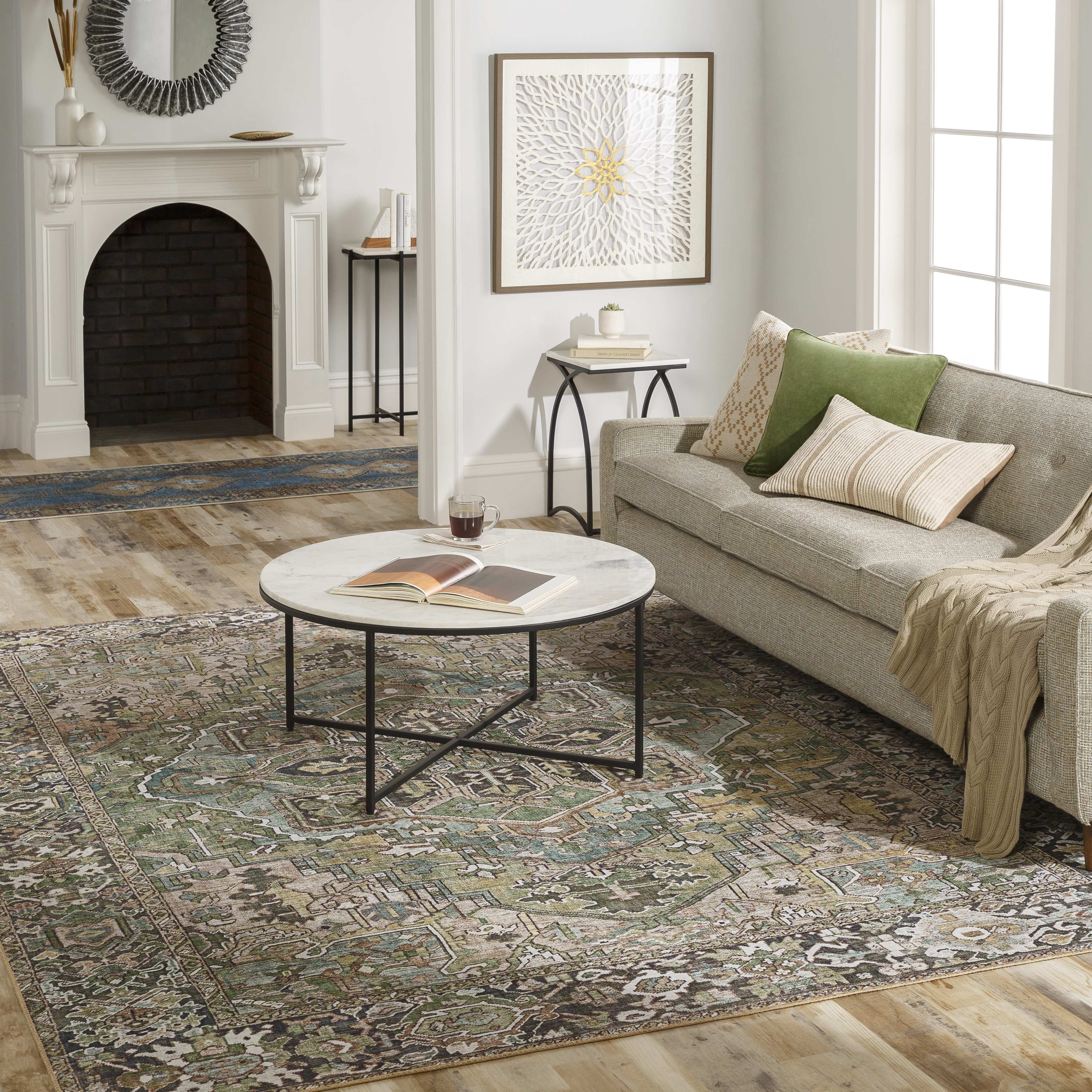 Green on sale area rugs