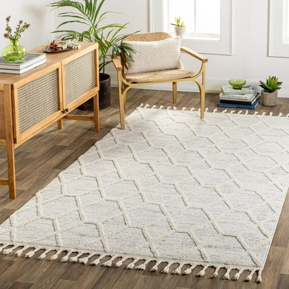 Mark&Day Area Rugs, 5x7 Mathia Modern Cream Area Rug, Grey Beige Carpet for Living Room, Bedroom or Kitchen (5'3" x 7')