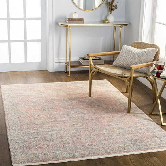Mark&Day Area Rugs, 5x7 Orinis Traditional Coral Area Rug, Pink Beige Blue Carpet for Living Room, Bedroom or Kitchen (5'3" x 7')