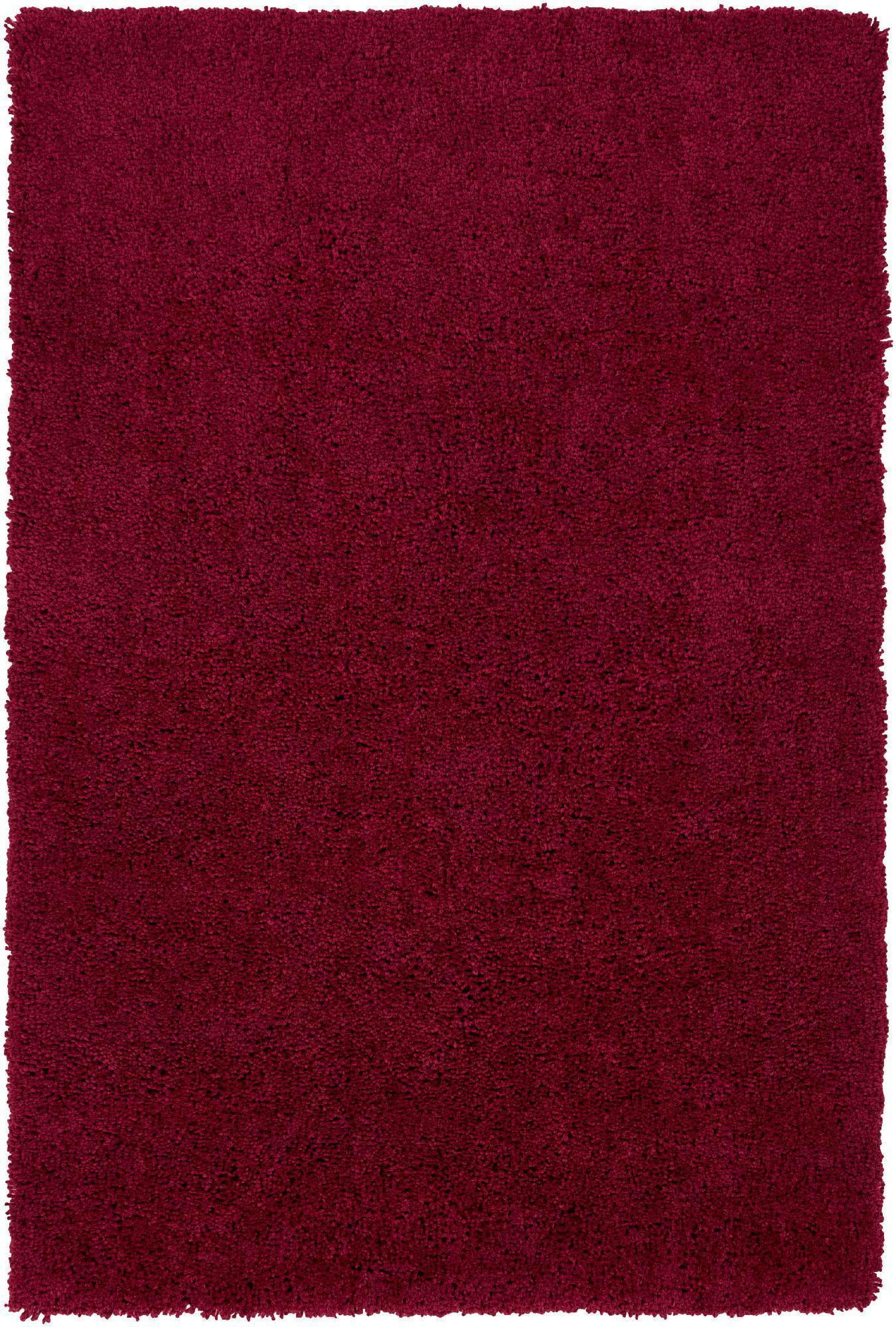 Perugia Burgundy Hand-Knotted Synthetic Fur Area Rug, 5' x 7'