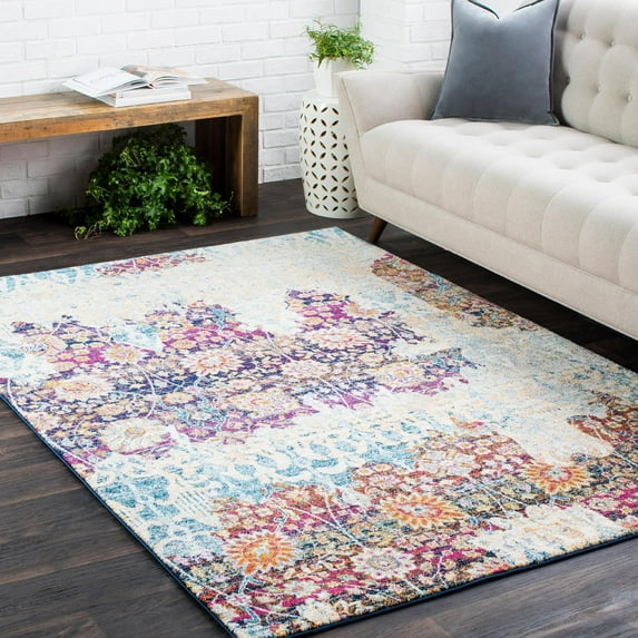 Mark&Day Area Rugs, 5x7 Raleigh Traditional Burnt Orange Area Rug, White Blue Orange Carpet for Living Room, Bedroom or Kitchen (5'3" x 7'3")