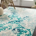 thumbnail image 1 of Mark&Day Area Rugs, 5x8 Redvers Modern Teal Area Rug, White Blue Carpet for Living Room, Bedroom or Kitchen (5'3" x 7'9"), 1 of 2