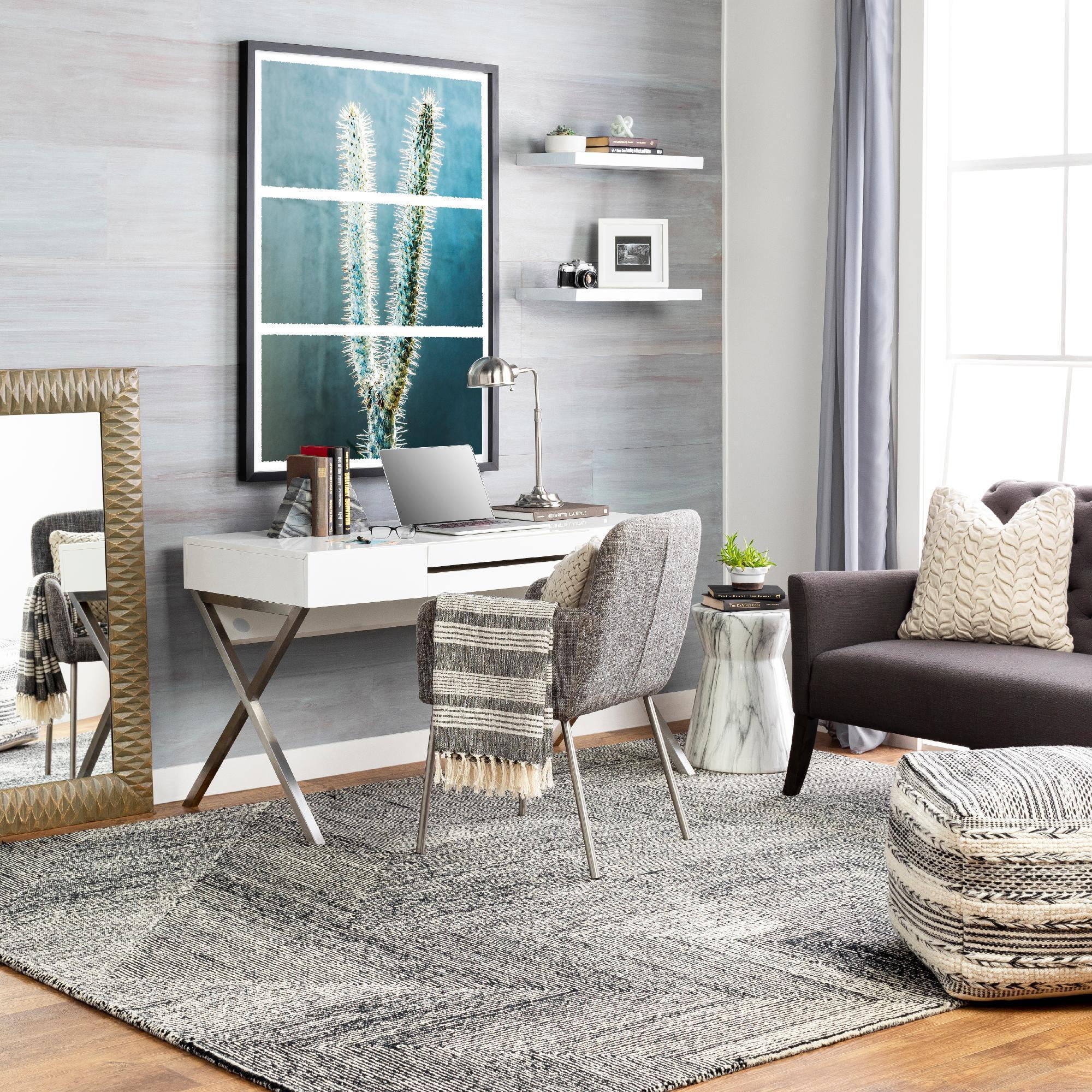 Rucphen Black Wool 5' x 7'6" Modern Area Rug