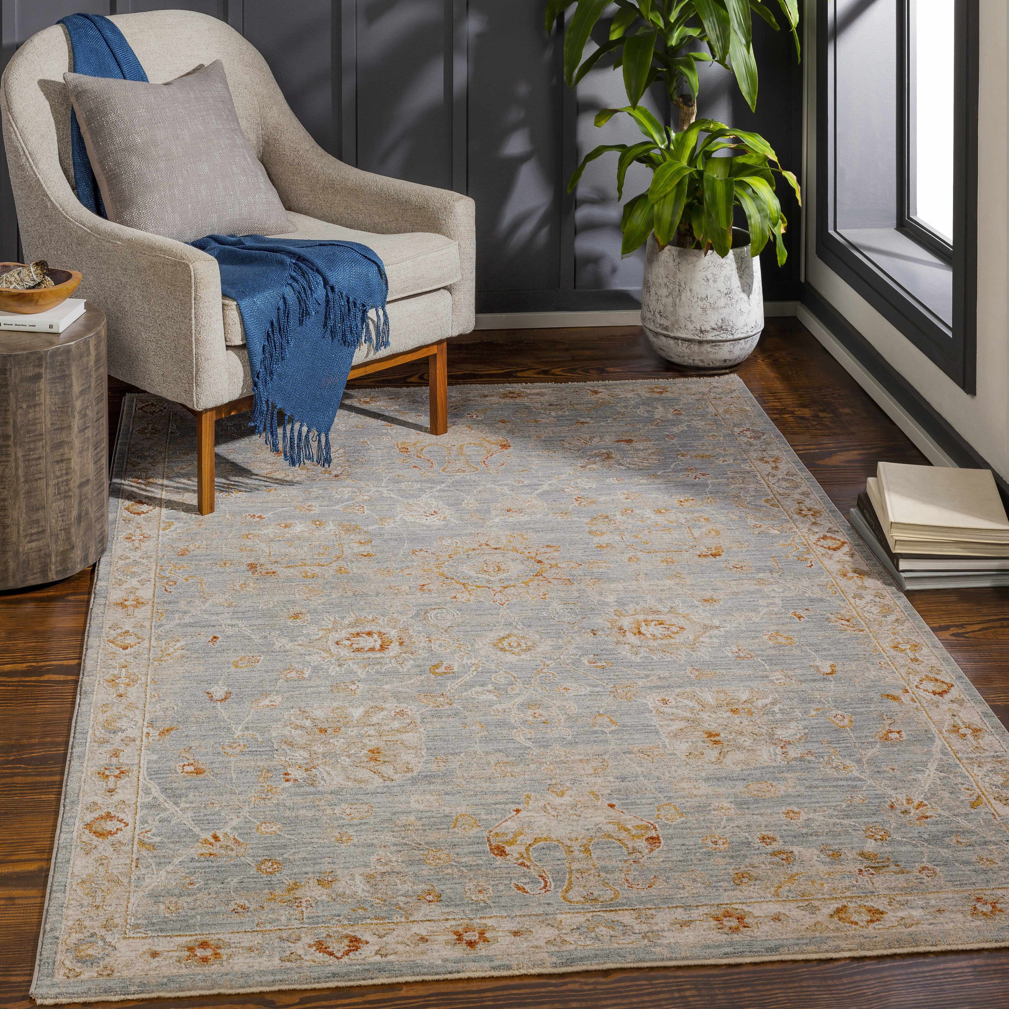 Mark&Day Area Rugs, 5x7 Schoorl Traditional Pale Blue Area Rug (5' x 7 ...