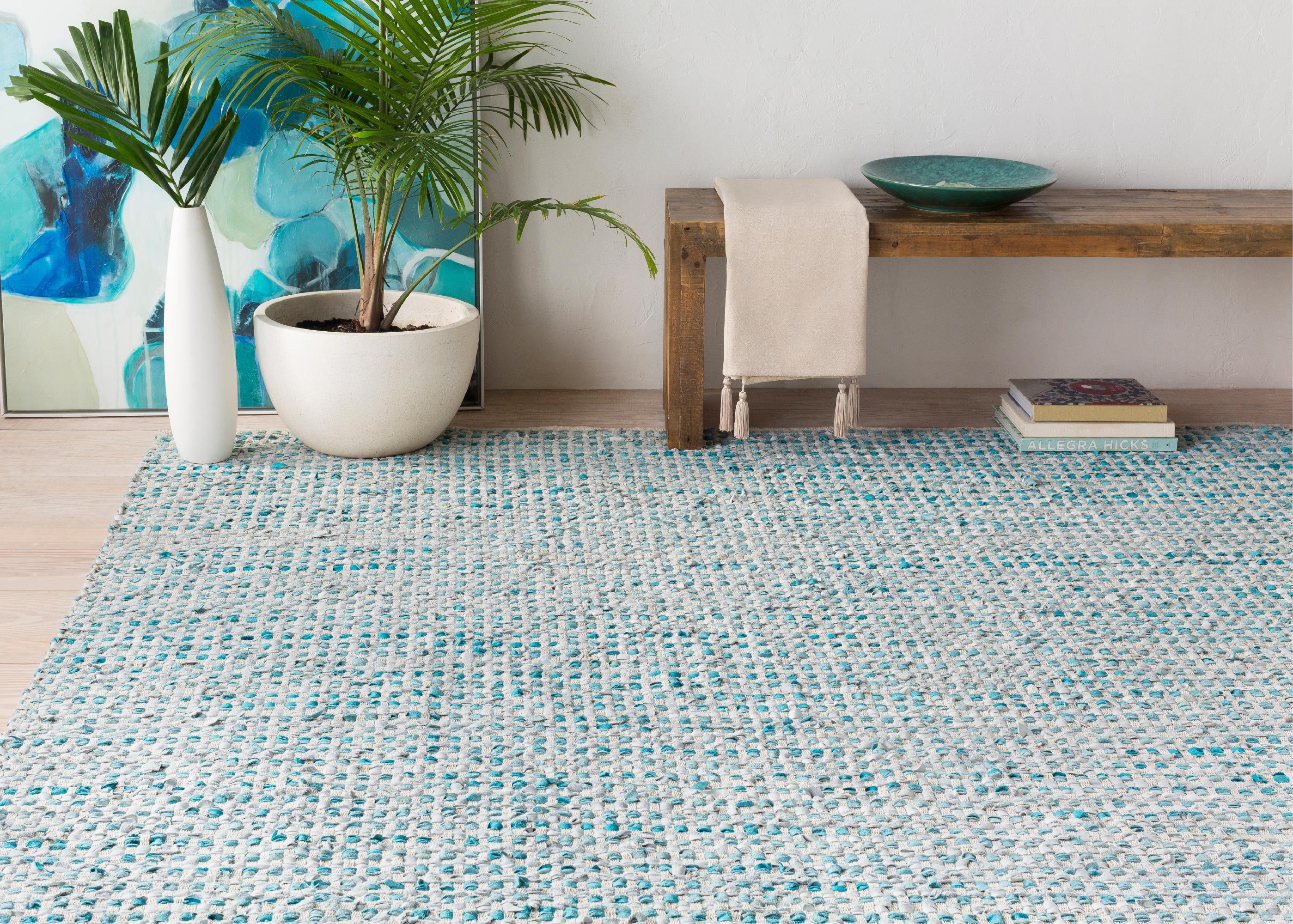 Mark&amp;Day Area Rugs, 5x7 Sharice Modern Teal Area Rug, Green Blue Beige ...