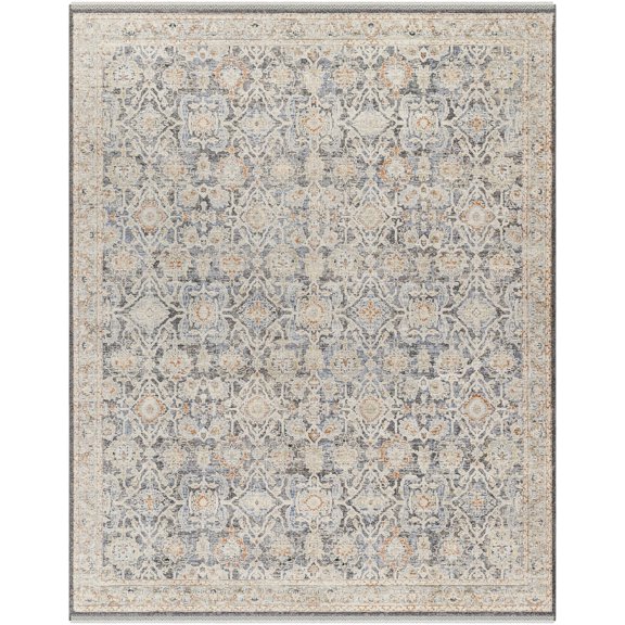 Mark&Day Area Rugs, 5x7 Tavian Traditional Beige/Denim Area Rug, Beige Blue Grey Carpet for Living Room, Bedroom or Kitchen (5' x 7')