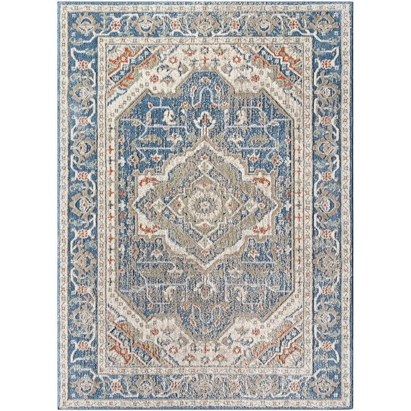 Mark&Day Area Rugs, 5x7 Tierney Traditional Denim Area Rug, Blue Orange ...