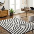 thumbnail image 1 of Mark&Day Area Rugs, 5x7 Toshiba Modern Shag Ivory/Black Area Rug, Ivory Black Carpet for Living Room, Bedroom or Kitchen (5'3" x 7'), 1 of 6