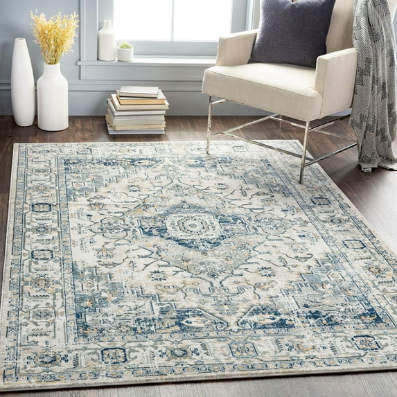 Mark&Day Area Rugs, 5x7 Tricht Traditional Dark Blue Area Rug (5'3" x 7'3")