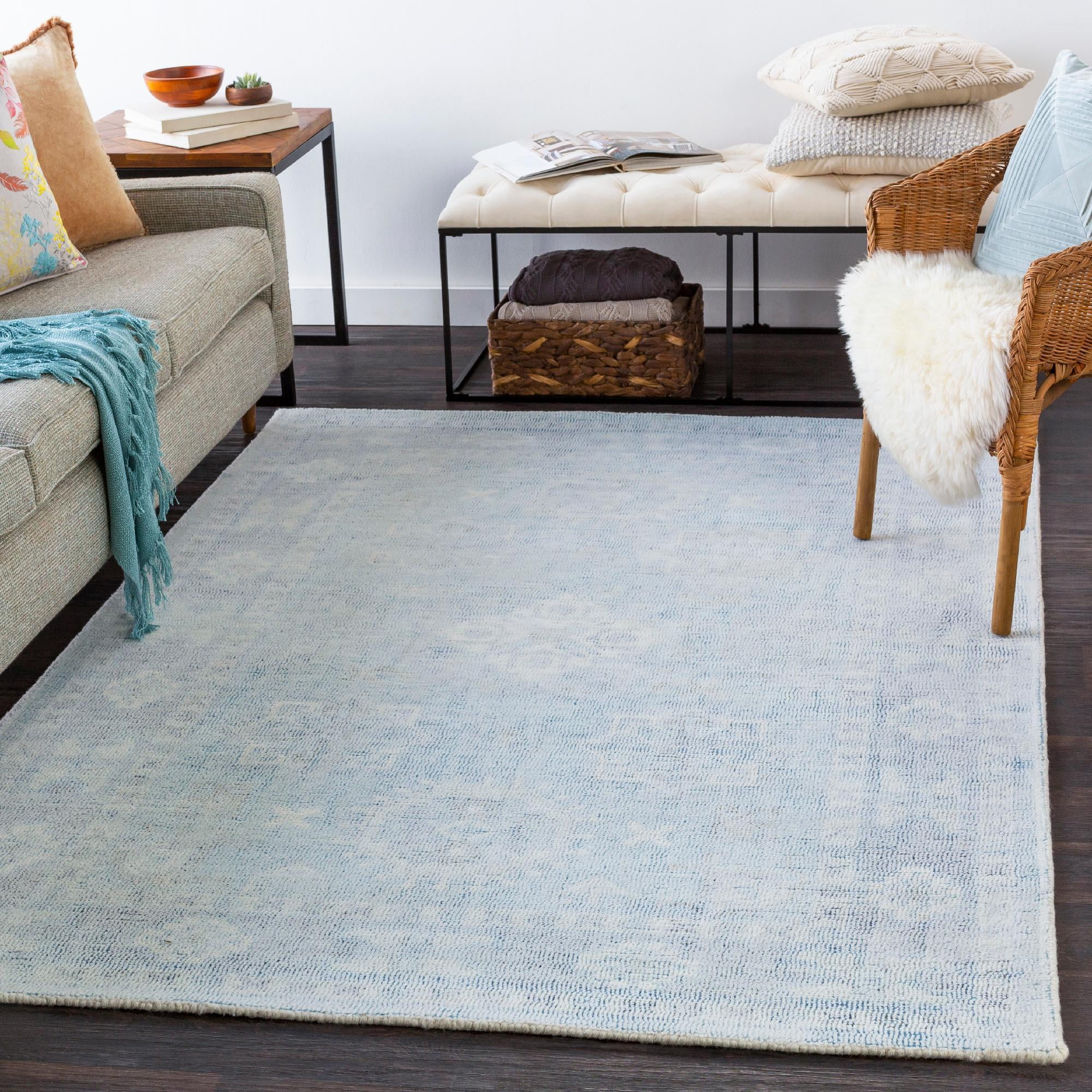 Westdorp 5' x 7'6" Denim Blue Wool and Cotton Tufted Area Rug