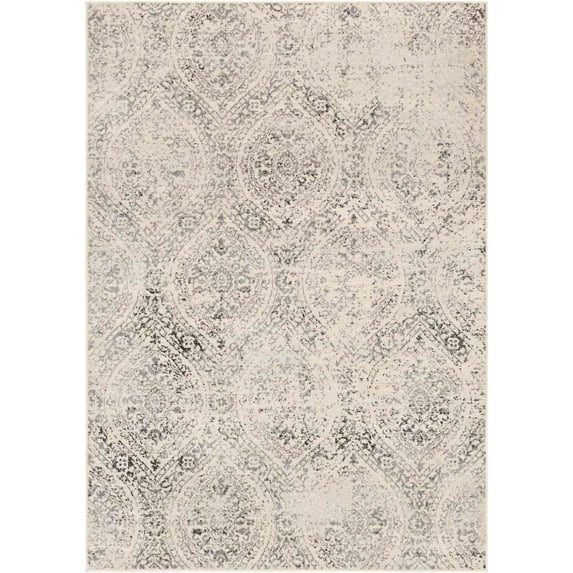 Mark&Day Area Rugs, 5x7 Westhem Traditional Charcoal Area Rug, White Beige Black Carpet for Living Room, Bedroom or Kitchen (5'3" x 7'3")