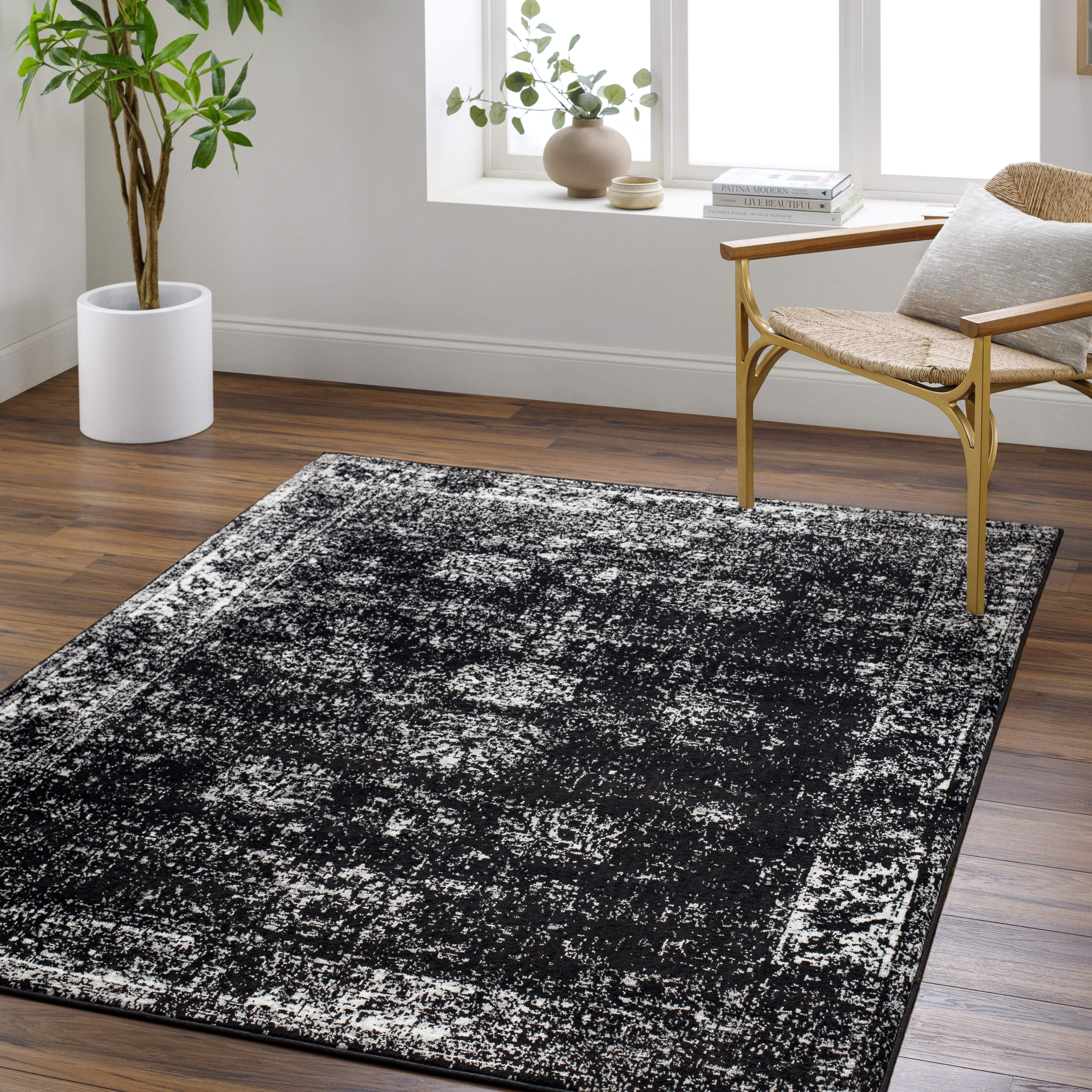 Mark&Day Area Rugs, 5x7 Yevette Traditional Black Area Rug, Black White — free download