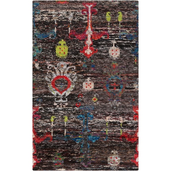 Mark&Day Area Rugs, 5x8 Chatom Global Dark Brown/Dark Red Area Rug, Brown Red Blue Carpet for Living Room, Bedroom or Kitchen (5' x 8')