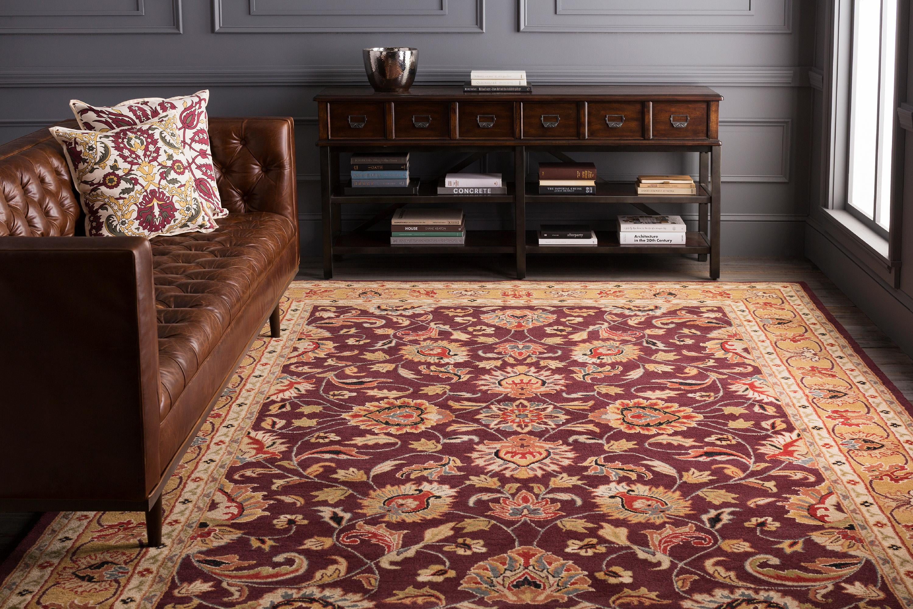 Paris Burgundy 5' x 8' Handmade Wool Tufted Area Rug