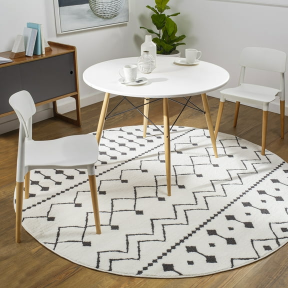 Mark&Day Area Rugs, 6ft Round Ava Global Black Charcoal Area Rug (6'7" Round)