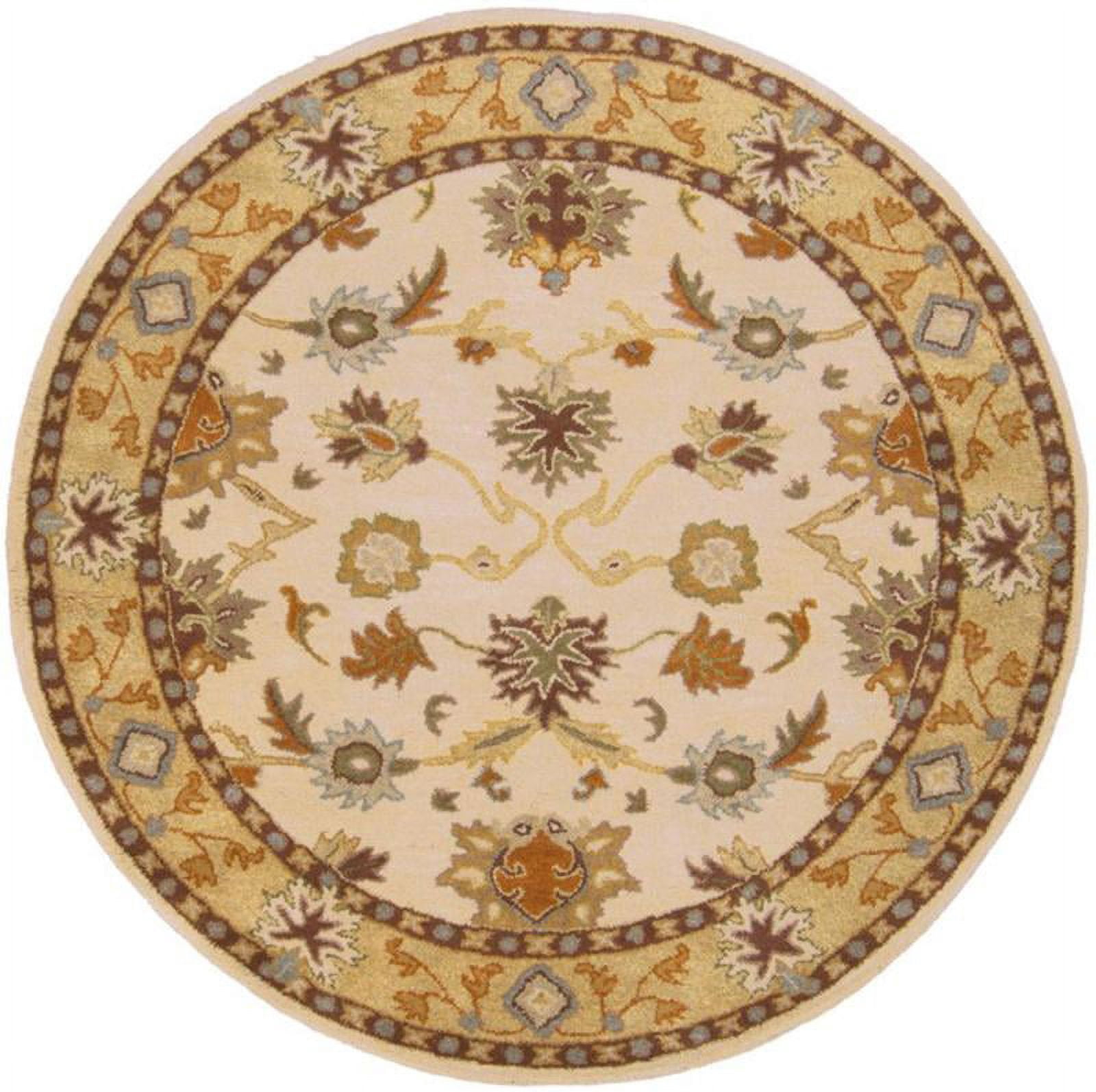 Mark&Day Wool Rugs, 6ft Round Didsbury Traditional Khaki Area Rug ...