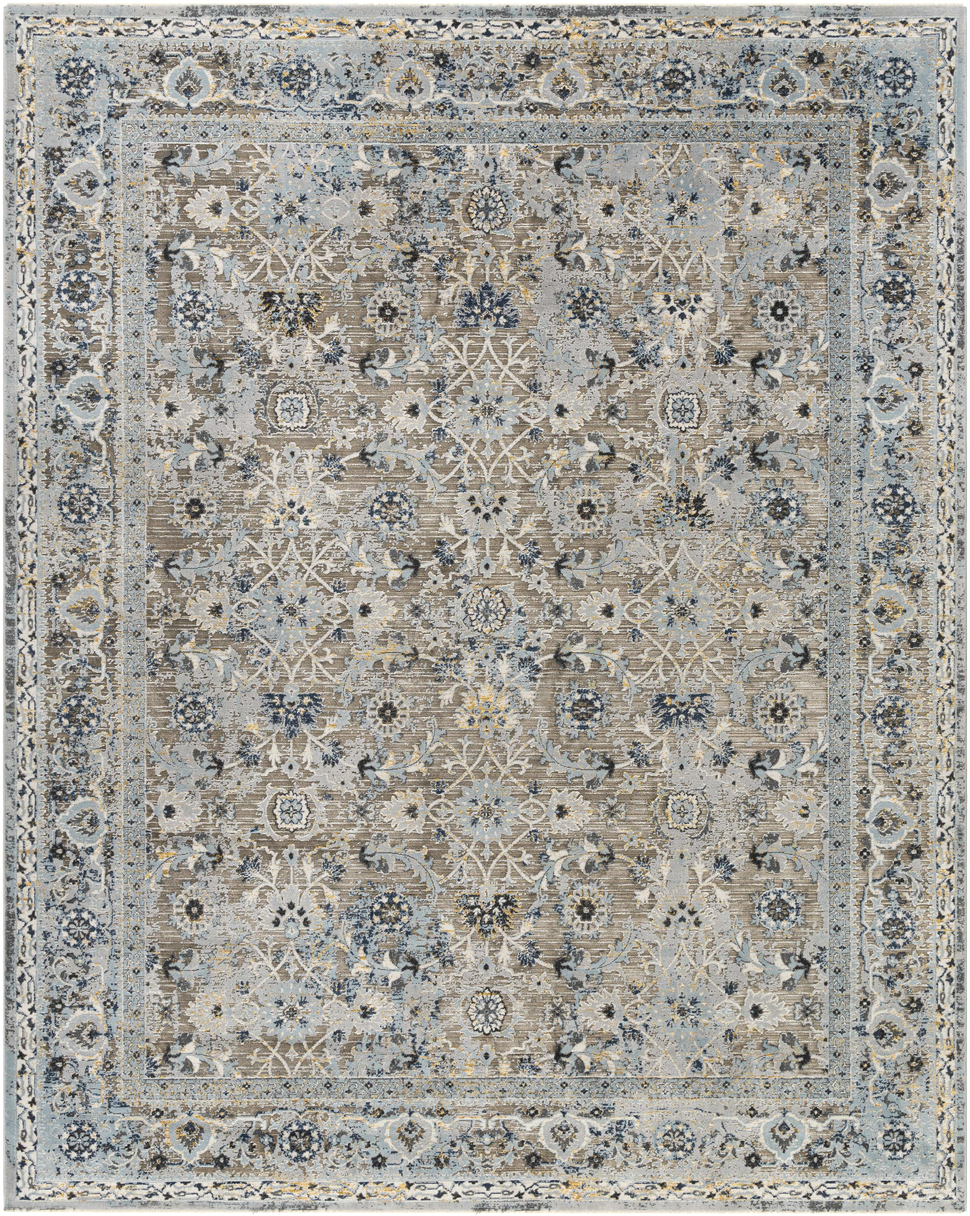 Mark&Day Area Rugs, 7ft Round Emili Traditional Slate Gray Area Rug ...