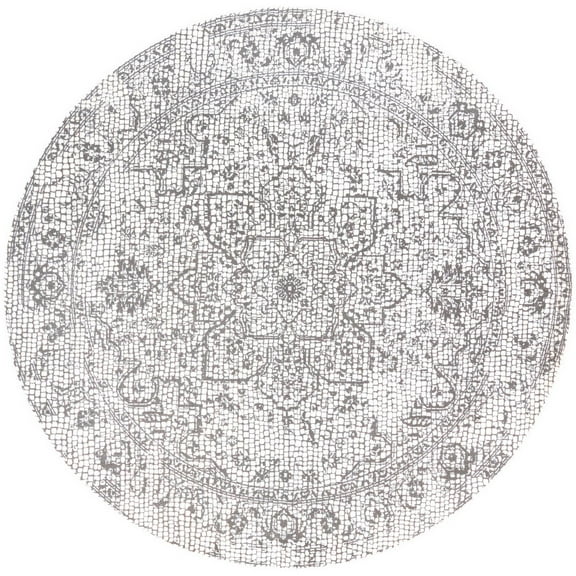 Mark&Day Area Rugs, 7ft Round Lachan Traditional White/Grey Area Rug, White Grey Carpet for Living Room, Bedroom or Kitchen (6'7" Round)
