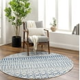 thumbnail image 1 of Mark&Day Area Rugs, 6ft Round Louise Global Denim Area Rug, Cream Dark Blue Slate Carpet for Living Room, Bedroom or Kitchen (6' Round), 1 of 6