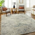 thumbnail image 1 of Mark&Day Area Rugs, 7ft Round Risha Modern Abstract Marble Ivory Round Area Rug, Ivory Grey Blue Marble Swirl Carpet for Living Room, Bedroom or Kitchen (6'7" Round), 1 of 2