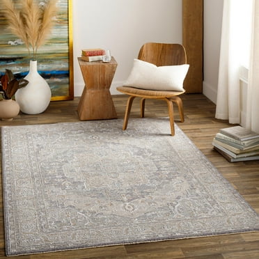 Mark&Day Area Rugs, 6ft Round Varvara Traditional Light Gray Area Rug (6'7" Round)