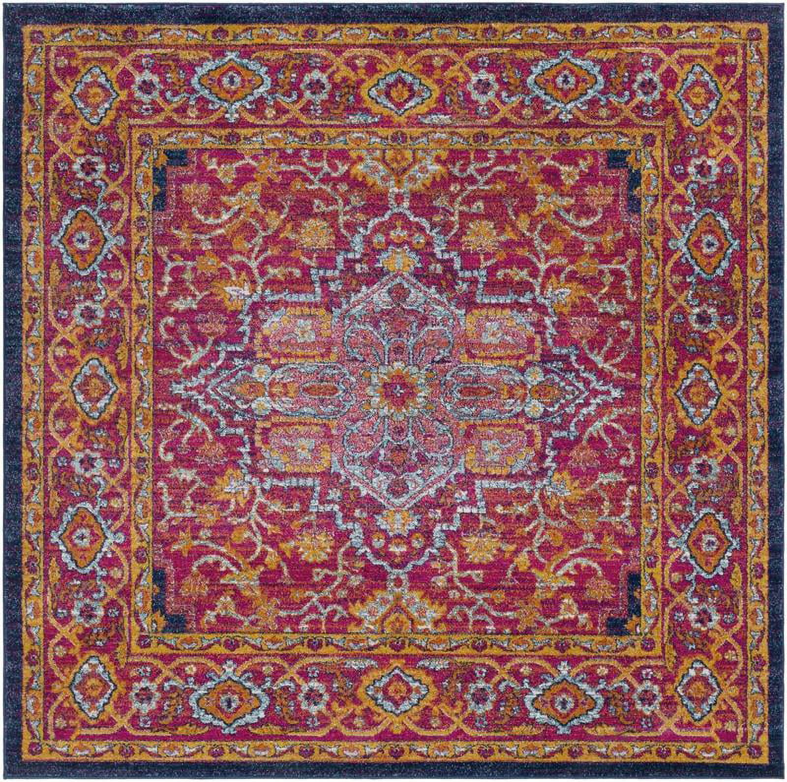 Mark&Day Area Rugs, 7x7 Aquaforte Traditional Garnet Square Area Rug ...