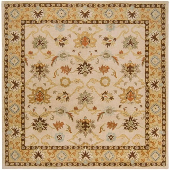 Mark&Day Wool Rugs, 6x6 Didsbury Traditional Khaki Square Area Rug, Brown White Beige Carpet for Living Room, Bedroom or Kitchen (6' Square)