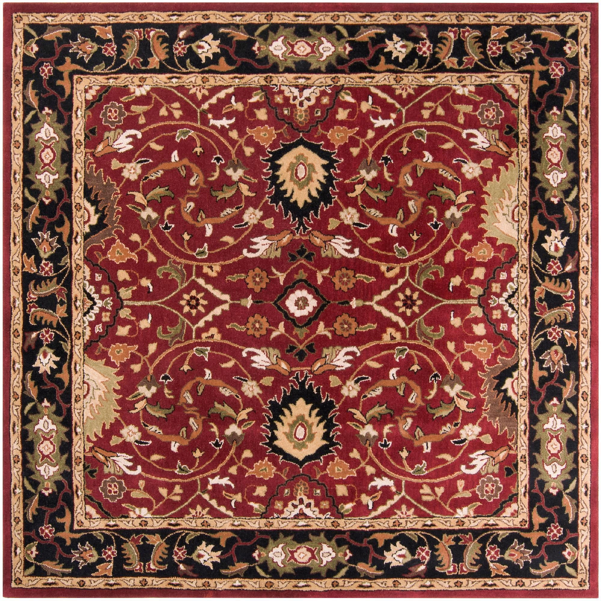 Hardisty 6' Square Tufted Burgundy Wool Area Rug