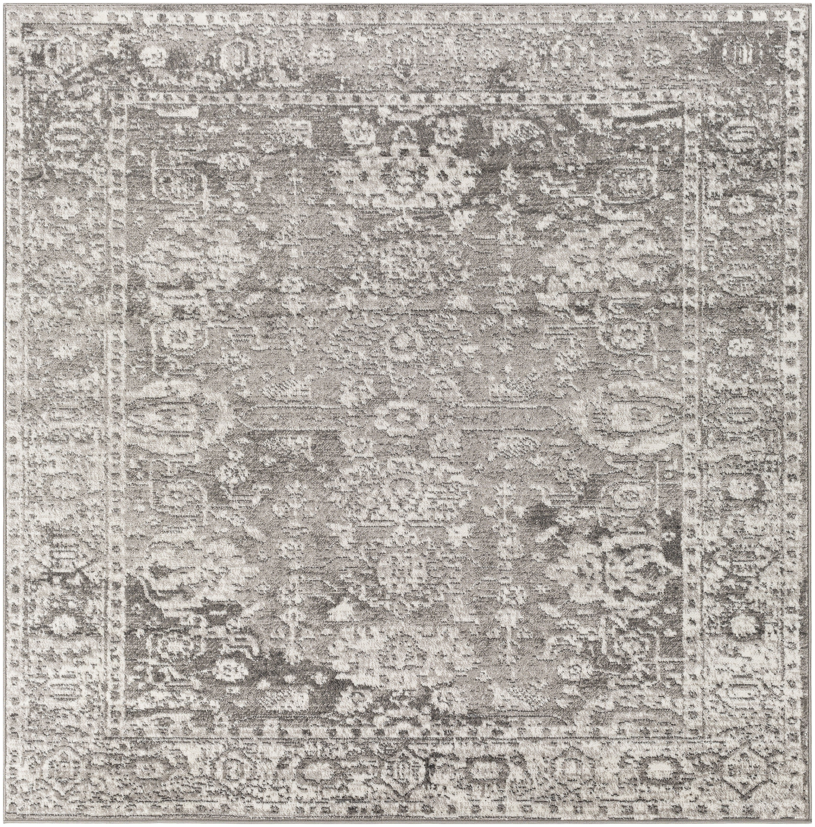 Mark&Day Area Rugs, 7x7 Kedrick Traditional Gray/Charcoal/White Square ...