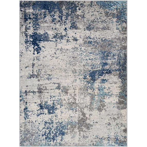Mark&Day Area Rugs, 6x9 Bontebok Modern Dark Blue Marble Area Rug, White Dark Blue Carpet for Living Room, Bedroom or Kitchen (6'7" x 9')
