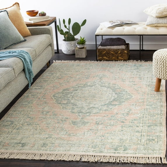 Mark&Day Area Rugs, 6x9 Elk Traditional Sage Area Rug, Green Brown White Carpet for Living Room, Bedroom or Kitchen (6' x 9')