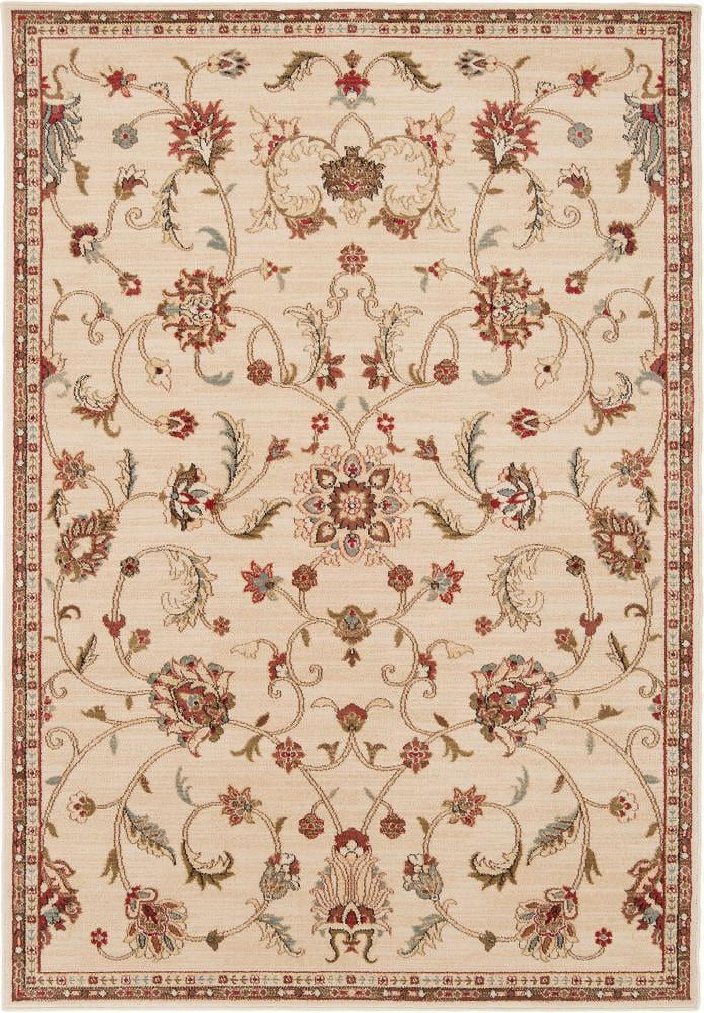 George Traditional Khaki Floral Wool Area Rug 6'7" x 9'6"