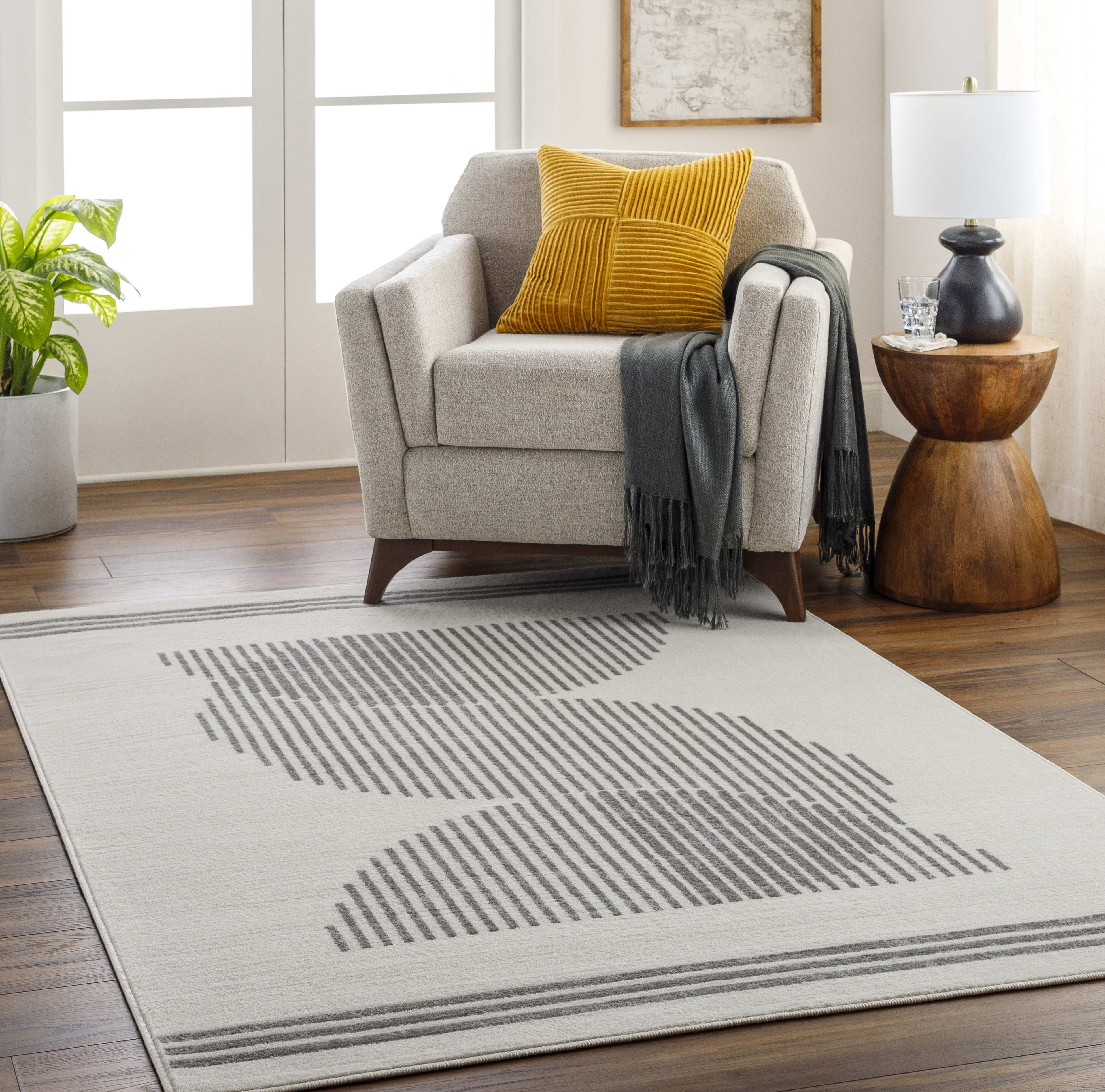 Mark&Day Area Rugs, 6x9 Korey Modern Medium Gray Area Rug (6'7