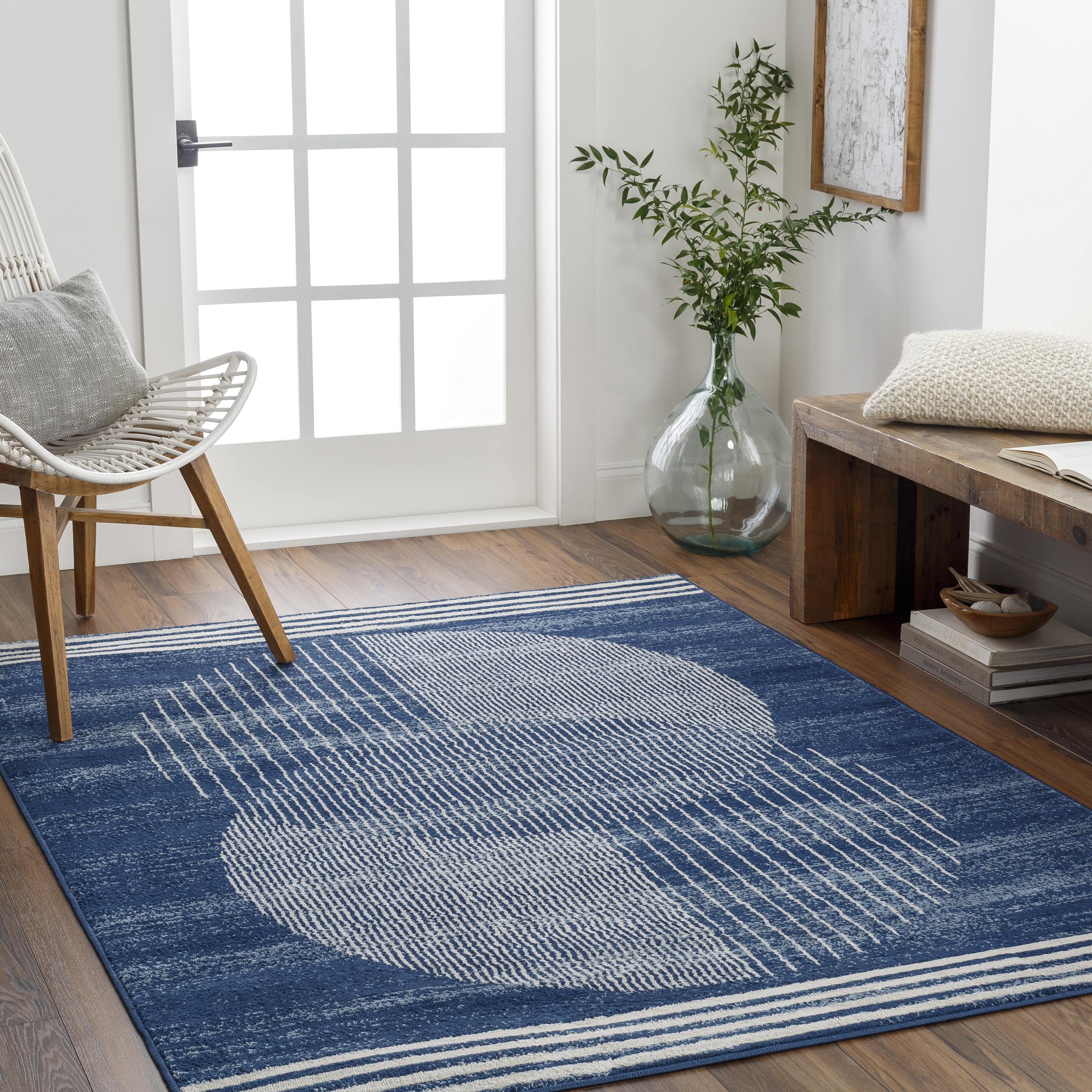 Mark&Day Area Rugs, 6x9 Lakin Modern Ink Blue Area Rug, Blue Beige ...