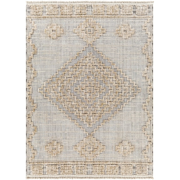 Mark&Day Area Rugs, 6x9 Liscomb Global Gray Area Rug, Grey Beige Brown Carpet for Living Room, Bedroom or Kitchen (6'7" x 9')