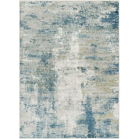 Mark&Day Area Rugs, 6x9 Maylene Modern Abstract Marble Dark Teal Area Rug, Green White Yellow Marble Swirl Carpet for Living Room, Bedroom or Kitchen (6'7" x 9')