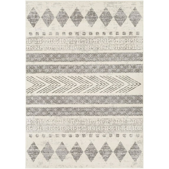 Mark&Day Area Rugs, 6x9 Oosseld Global Light Gray Area Rug, Grey Beige White Carpet for Living Room, Bedroom or Kitchen (6'7" x 9')