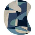 thumbnail image 1 of Mark&Day Wool Rugs, 6x9 Orleans Modern Navy Kidney Area Rug, Grey Blue Cream Carpet for Living Room, Bedroom or Kitchen (6' x 9' Kidney), 1 of 8