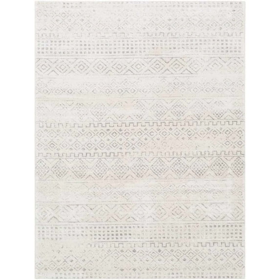 Mark&Day Area Rugs, 7x9 Roswinkel Global Cream Area Rug, Grey White Cream Carpet for Living Room, Bedroom or Kitchen (6'7" x 9')