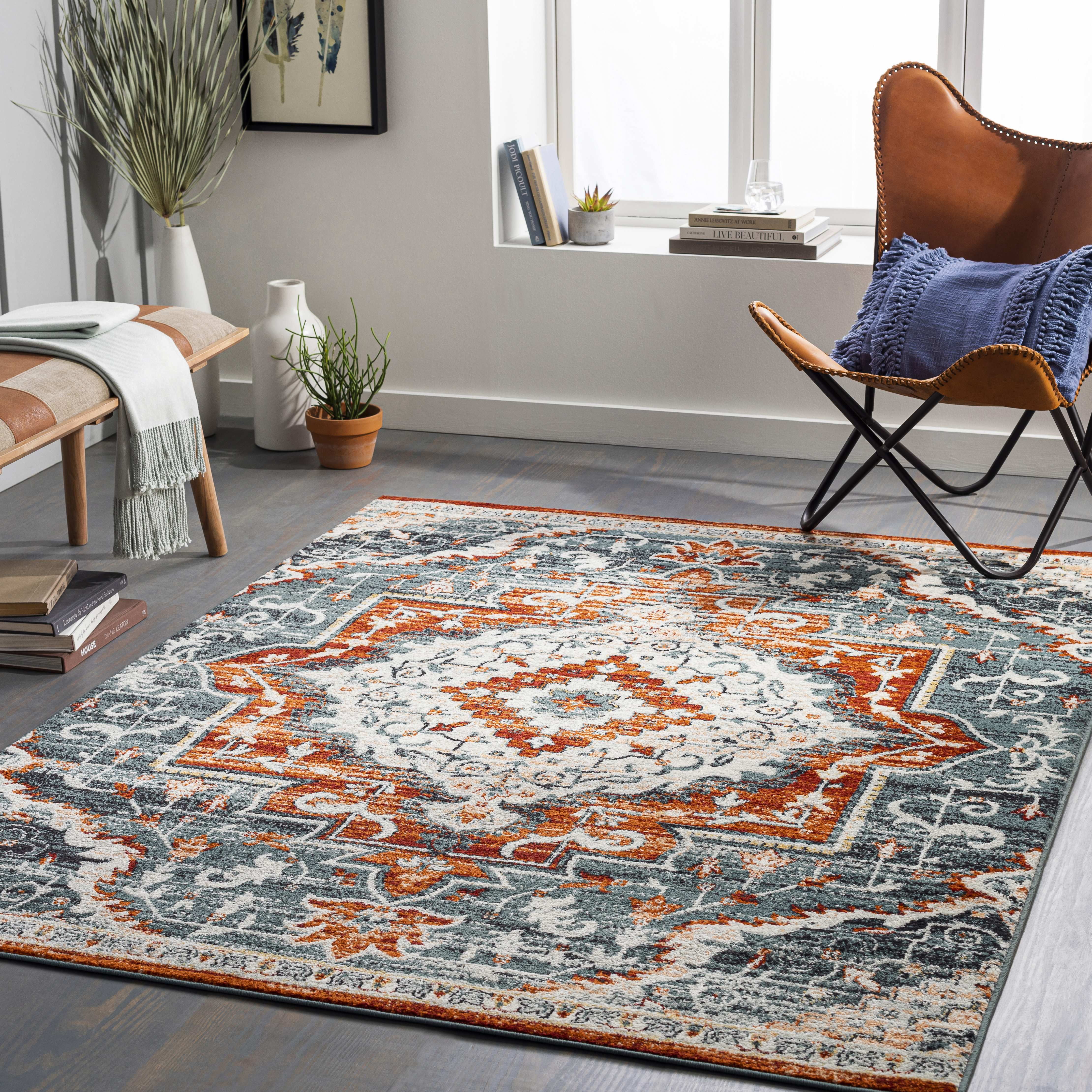 Mark&Day Area Rugs, 6x9 Sam Traditional Navy Area Rug (6'7