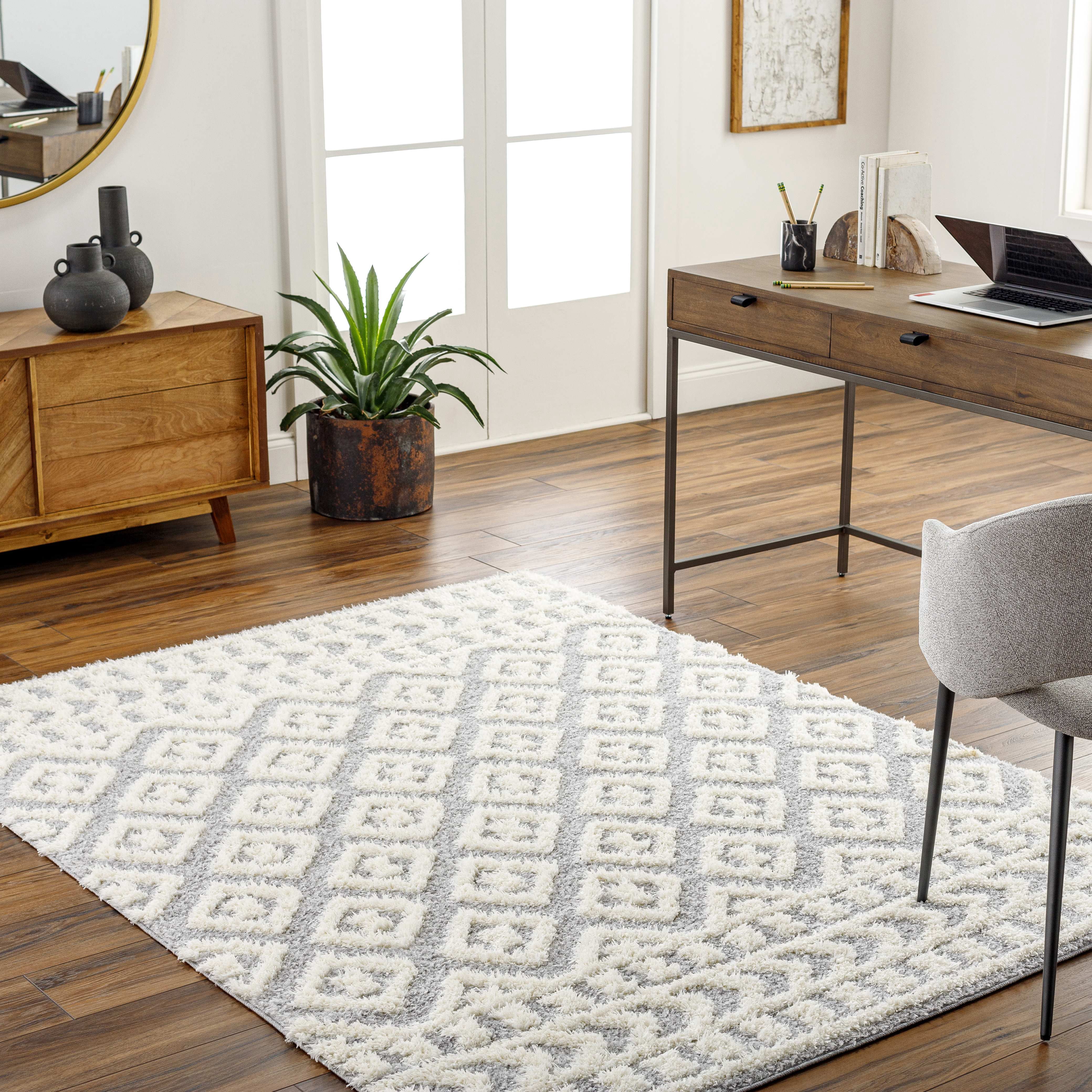 Mark&Day Area Rugs, 6x9 Shatora Modern Light Gray Area Rug (6'7