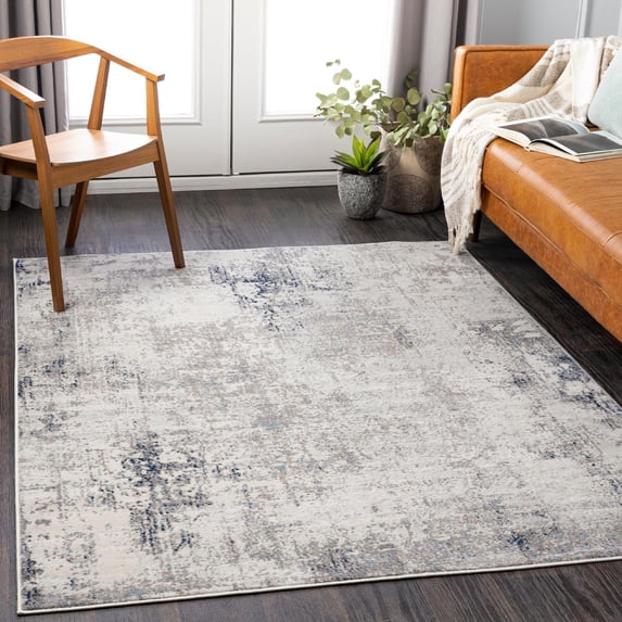 Mark&Day Area Rugs, 7x9 Vaesrade Modern Grey Area Rug, Ivory Grey Blue Carpet for Living Room, Bedroom or Kitchen (6'7" x 9')