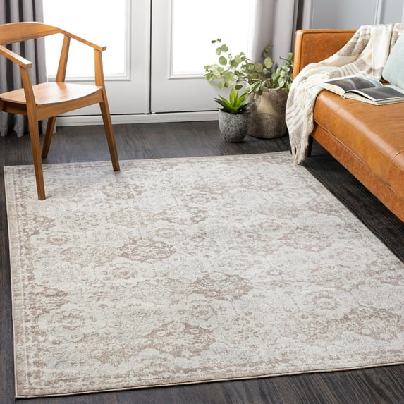 Mark&Day Area Rugs, 7x9 Viel Traditional Cream Area Rug, Tan Ivory Grey Carpet for Living Room, Bedroom or Kitchen (6'7" x 9')