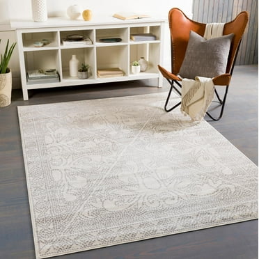 Mark&Day Area Rugs, 6x9 Vosberg Traditional Light Gray Area Rug (6'7" x 9')