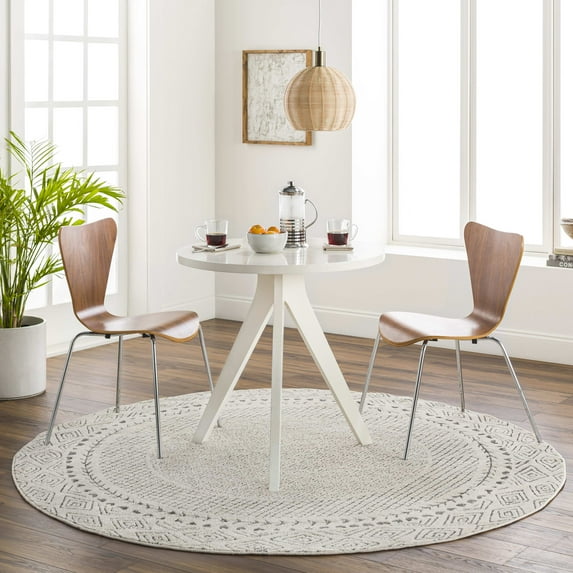 Mark&Day Area Rugs, 7ft Round Julian Global Charcoal/Light Beige Area Rug, Beige Grey Carpet for Living Room, Bedroom or Kitchen (6'7" Round)