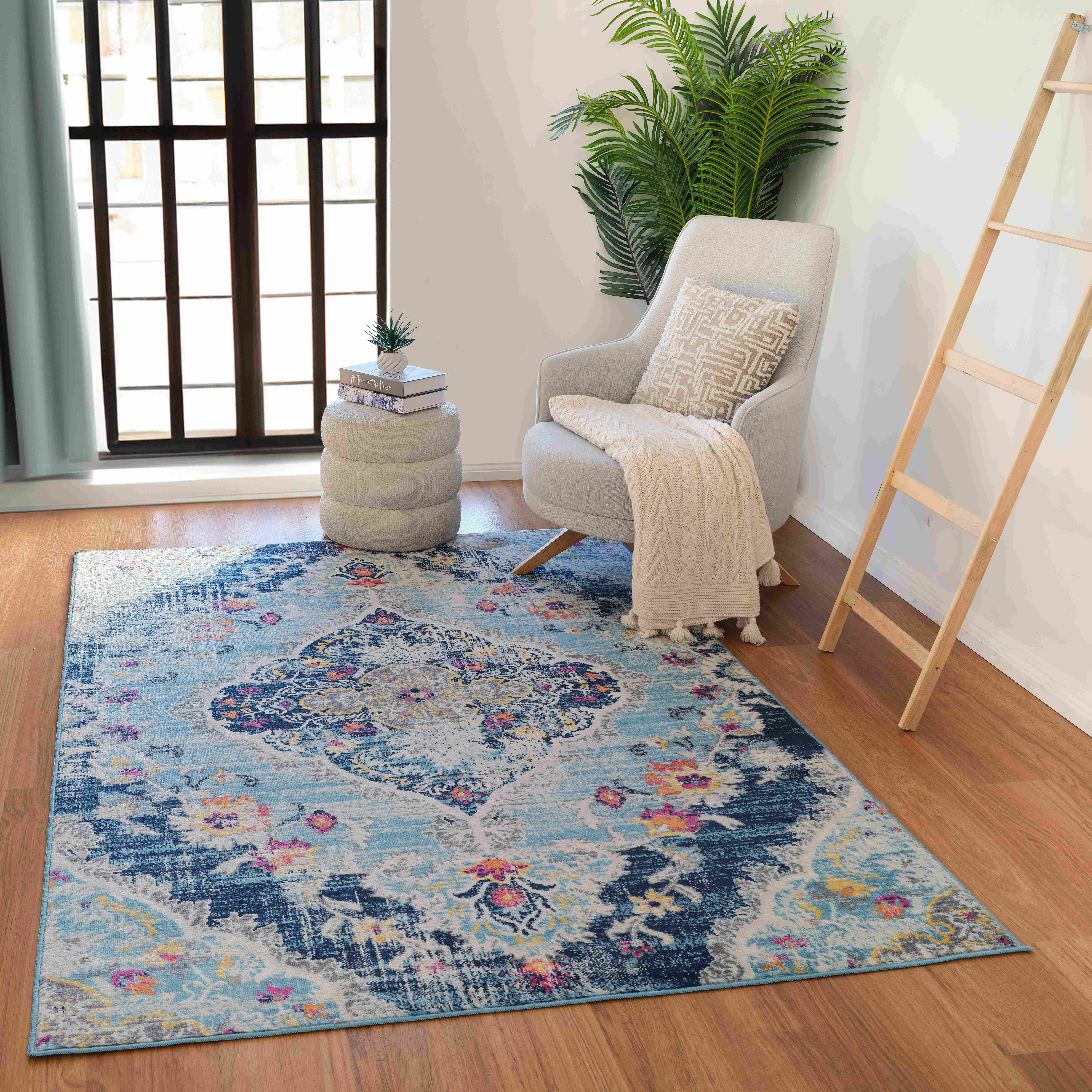 Mark&Day Area Rugs, 7x7 Brongerga Traditional Blue Square Area Rug ...