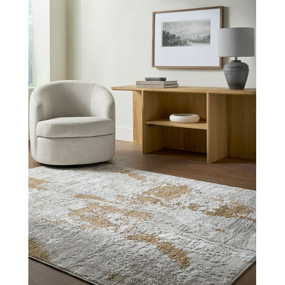 Mark&Day Area Rugs, 7x9 Alton Modern Light Beige/Light Gray Area Rug, Ivory White Mustard Carpet for Living Room, Bedroom or Kitchen (6'7" x 9')