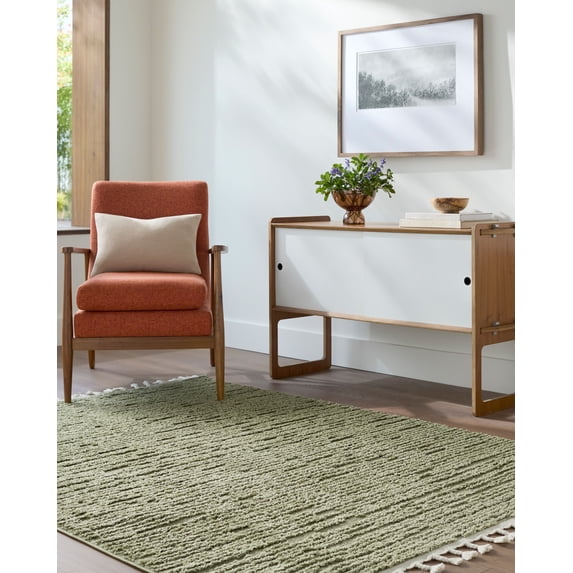 Mark&Day Area Rugs, 7x9 Flamoudi Global Olive Area Rug, Olive Dusty Sage Carpet for Living Room, Bedroom or Kitchen (6'7" x 9')