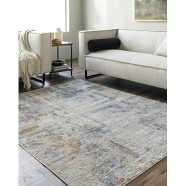 Mark&Day Area Rugs, 7x9 Harmonie Rustic Light Beige/Blue Area Rug (6'7" x 9')